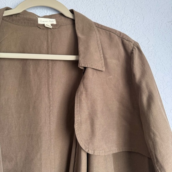 Garnet Hill Brown Draped Front Lightweight Topper Duster Trench Coat - Picture 4 of 11